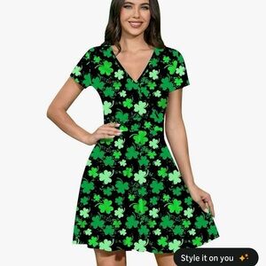 Green Clover Print Women's Dress great for St. pattys day size XXL